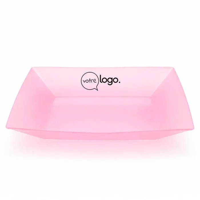 Assiette carrée creuse en plastique recyclé personnalisable