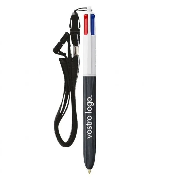 BIC® 4 Colours Wood Style con cordino