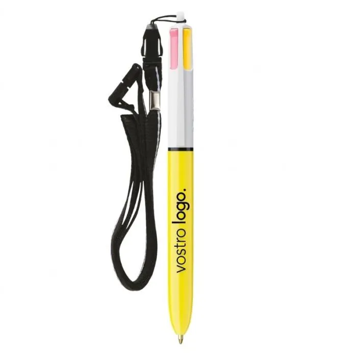 BIC® 4 Colours Sun, penna a sfera con cordino