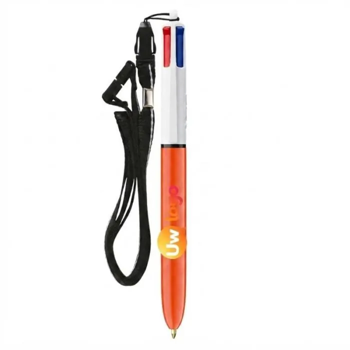 BIC® 4 Colours Fine balpen met draagkoord
