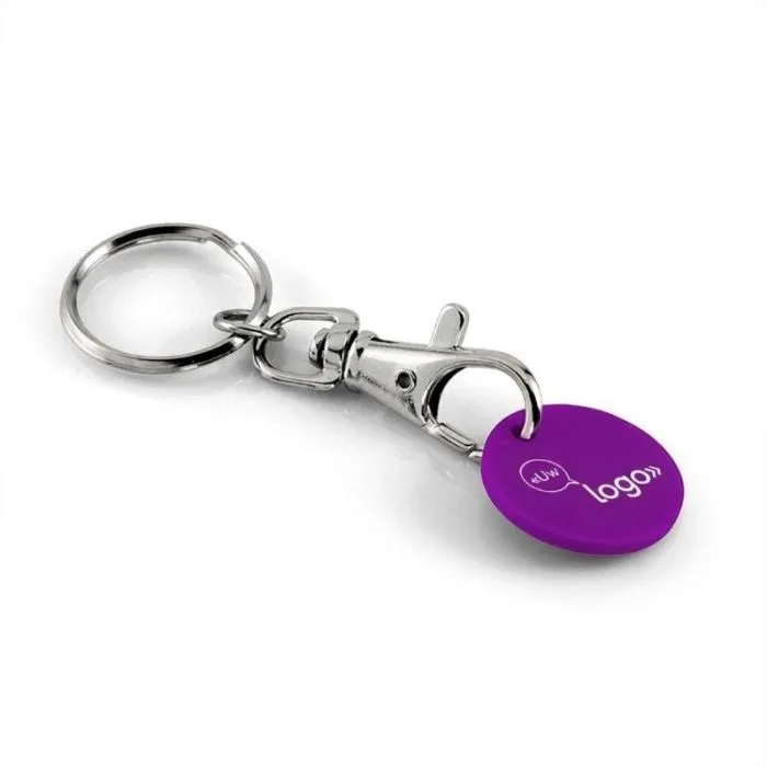Promotionele sleutelhanger met plastic muntje