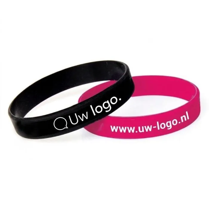 Promotiearmband van siliconen met zeefdruk - 180 mm
