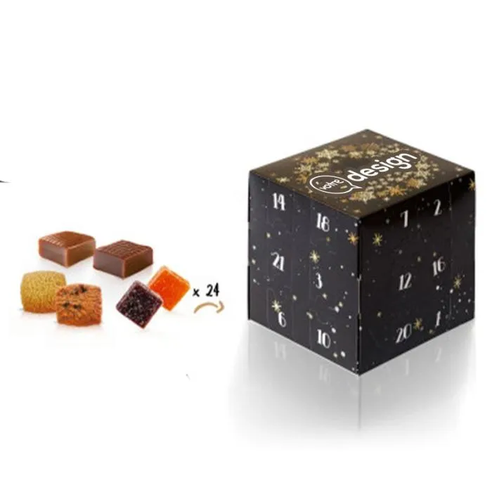 Calendrier de l'Avent cubique gourmandises personnalisé