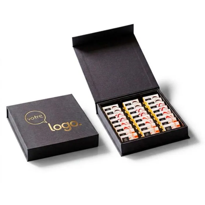 Coffret de 24 chocolats noir avec écrin personnalisable  - Dégustation