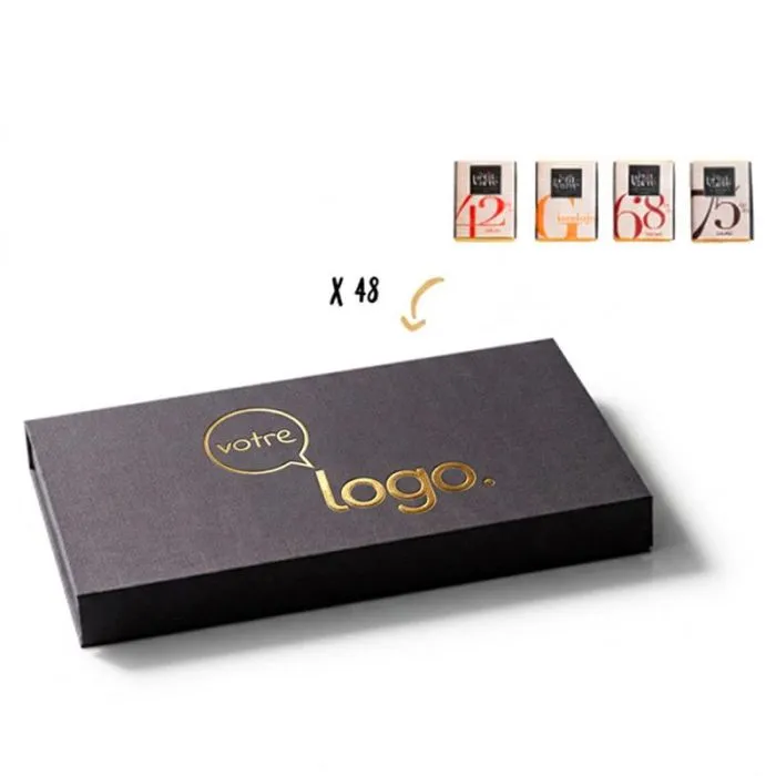 Coffret de 48 chocolats noir avec écrin personnalisable  - Tentation