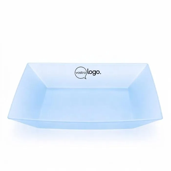 Piattino quadrato da dessert in plastica riciclata personalizzabile