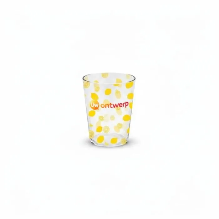 Herbruikbare beker van 10/12 cl van gerecycled plastic, personaliseerbaar