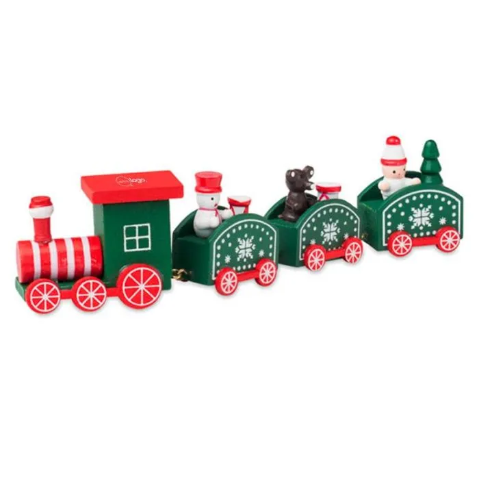 Décoration de Noël en bois en forme de petit train personnalisé - Juna