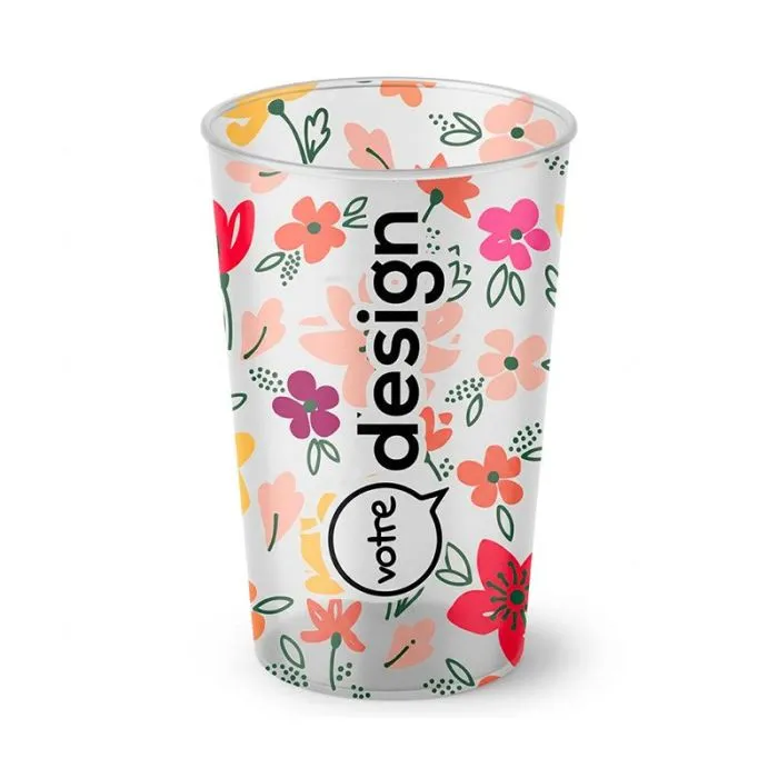 Gobelet réutilisable translucide 40/50 cl bord roulé personnalisable