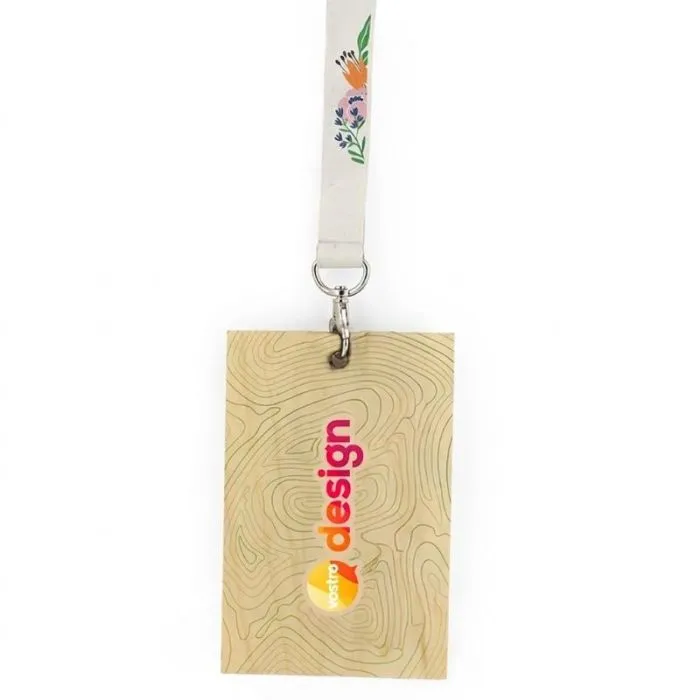 Distintivo pubblicitario personalizzabile in legno, formato A6