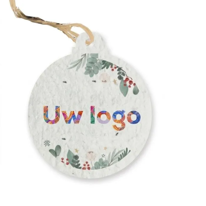 Reclame-kerstbal van papier met zaadjes