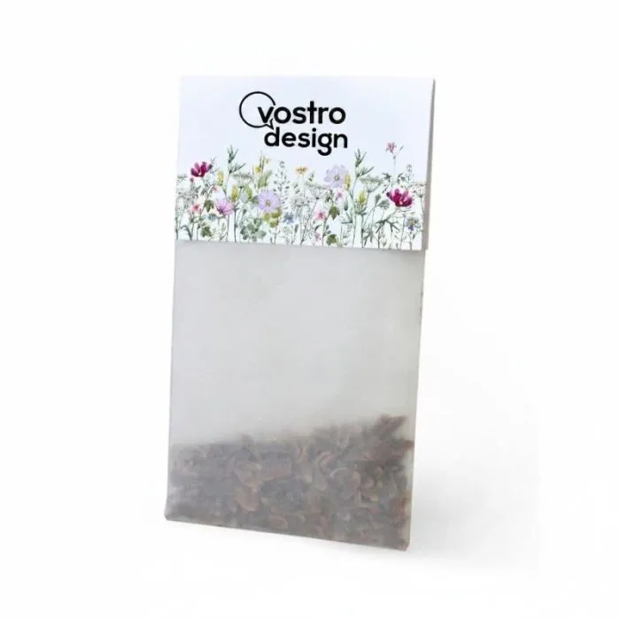 Bustina di semi in carta da lucido con cartellino personalizzato