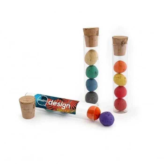 Tubetto personalizzato contenente 4 palline di semi