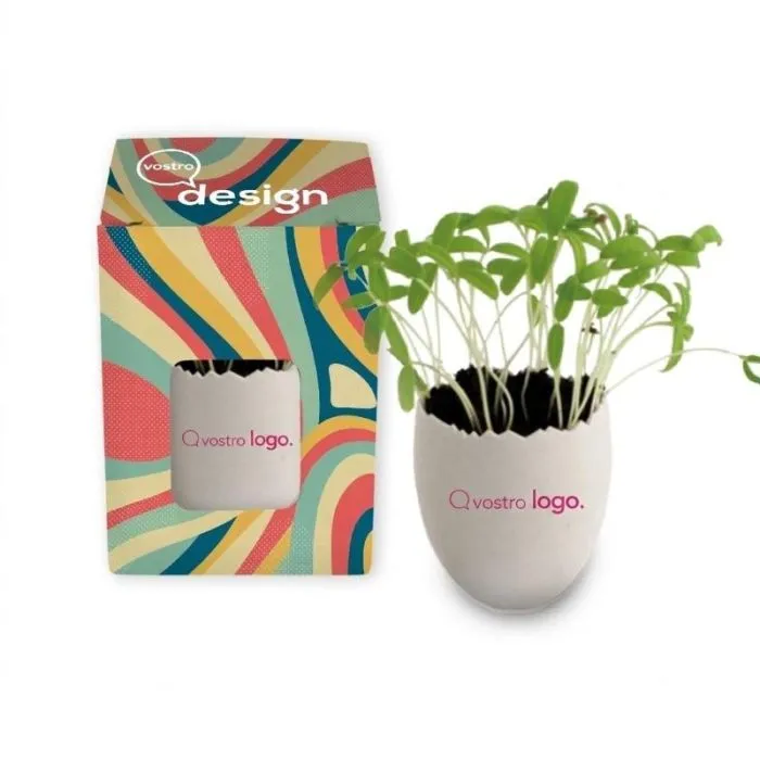 Kit per la piantumazione "Piccolo uovo" promozionale - Bianco