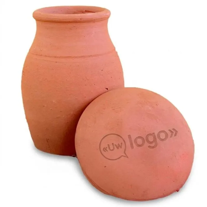 Reclame-olla van terracotta met ingebouwde bewatering