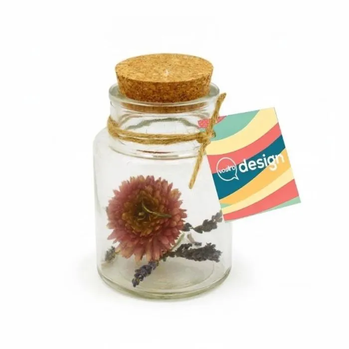 Piccolo flaconcino personalizzato con fiori secchi
