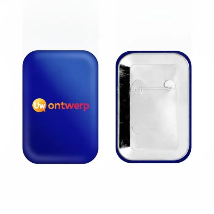 Rechthoekig reclame-badge met afgeronde hoeken - 45x68 mm