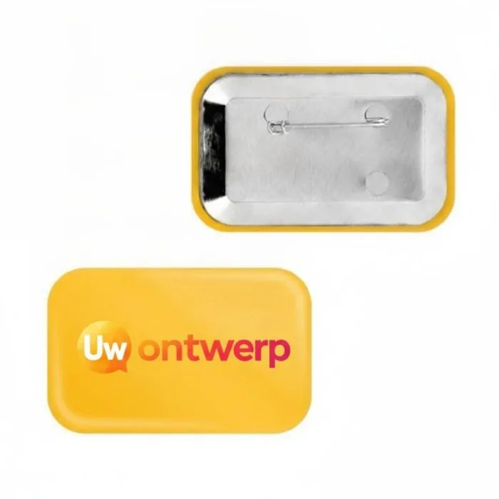 Rechthoekig reclame-badge met afgeronde hoeken - 80x54 mm