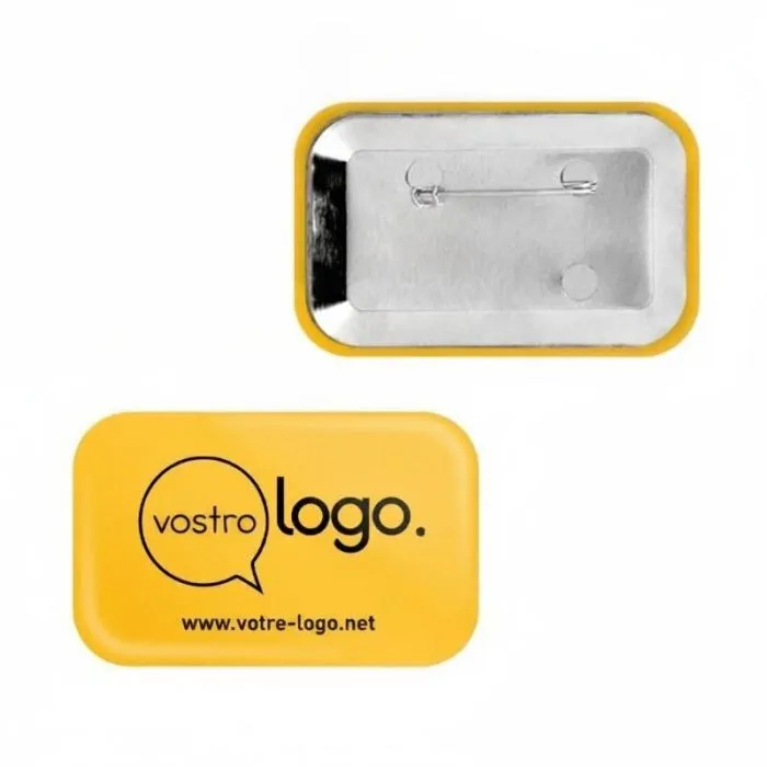 Distintivo pubblicitario rettangolare con angoli arrotondati - 80x54 mm