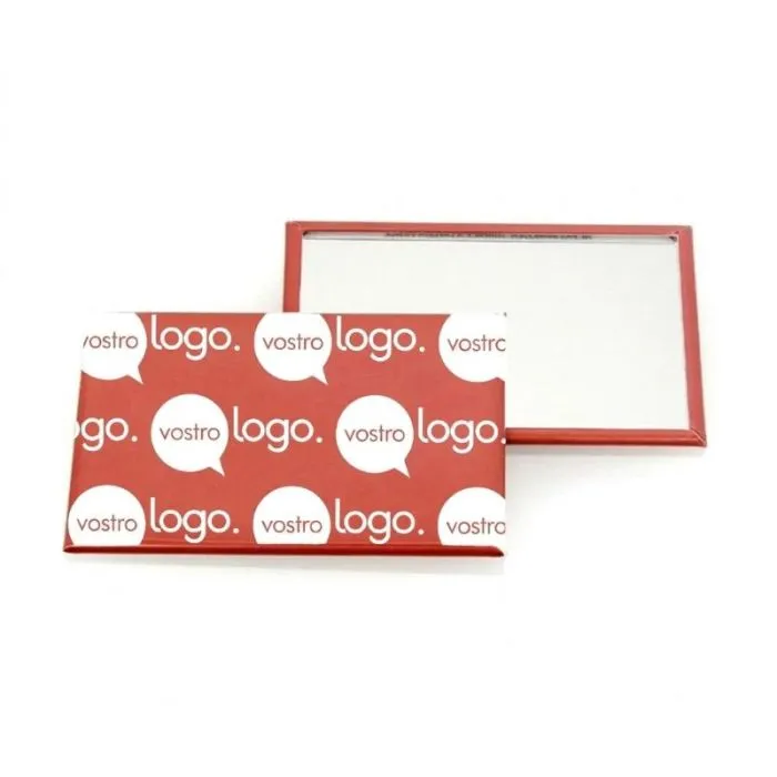 Specchio tascabile rettangolare promozionale - 90x65 mm - Bianco