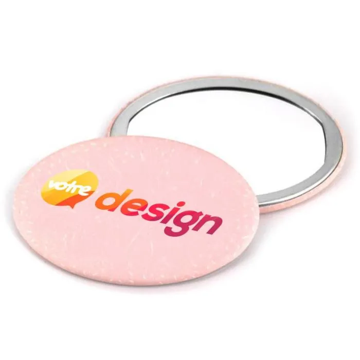 Miroir de poche ovale publicitaire - 68x45mm - Blanc
