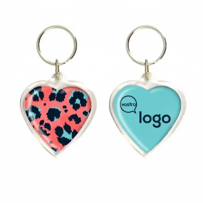 Portachiavi promozionale in acrilico a forma di cuore