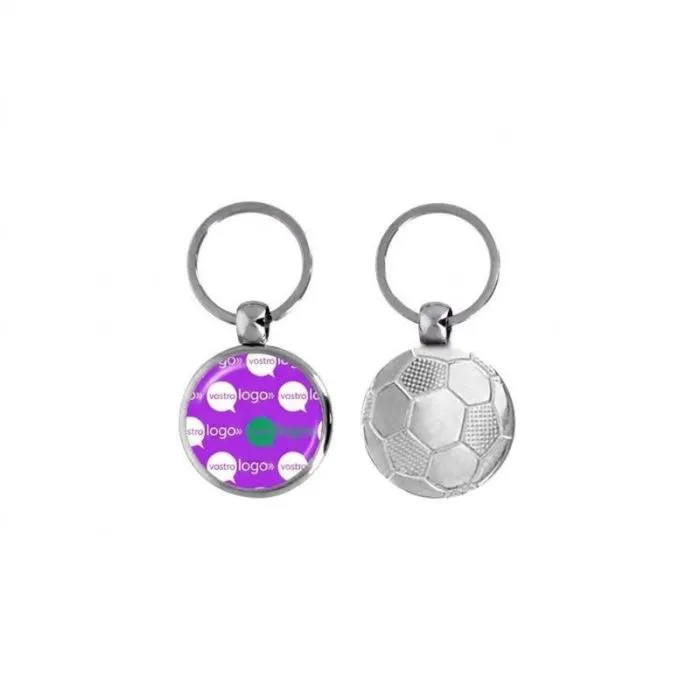Portachiavi promozionale in metallo a forma di pallone da calcio - 30 mm
