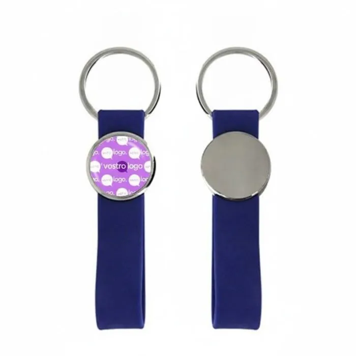 Portachiavi promozionale premium in metallo e silicone - rotondo, 25 mm