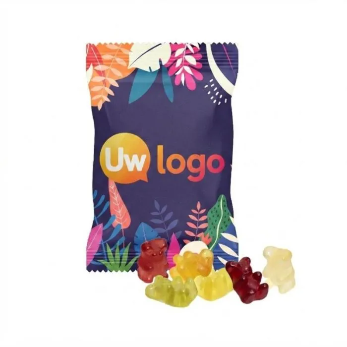 Gepersonaliseerde fruitgomballen in een zakje van 15 g