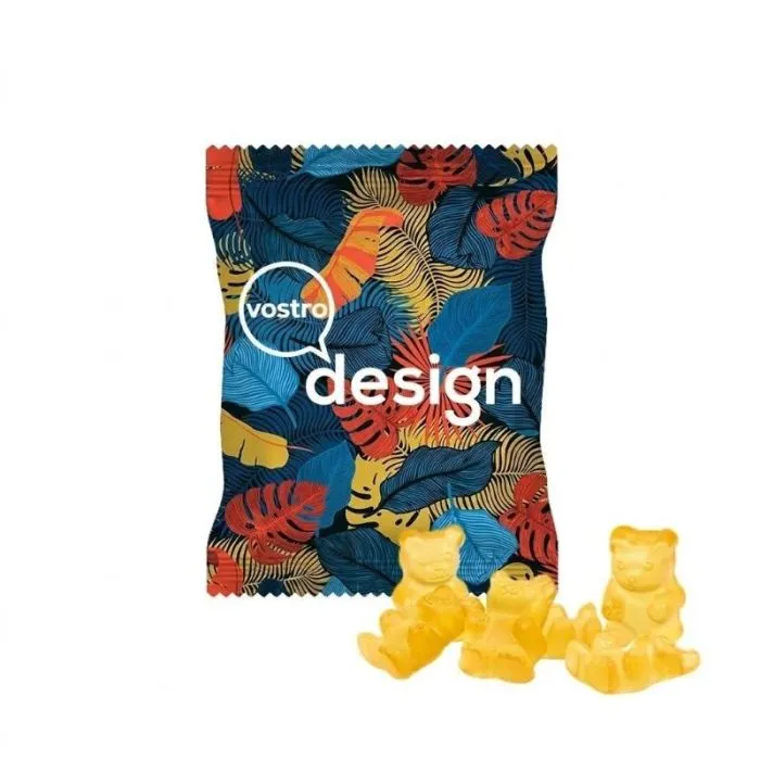 Caramelle al miele a forma di orsetti XXL in bustina opaca promozionale da 20 g