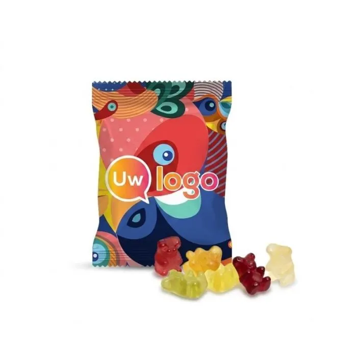 Gepersonaliseerd zakje met 10 g premium fruitgombesjes in beervorm