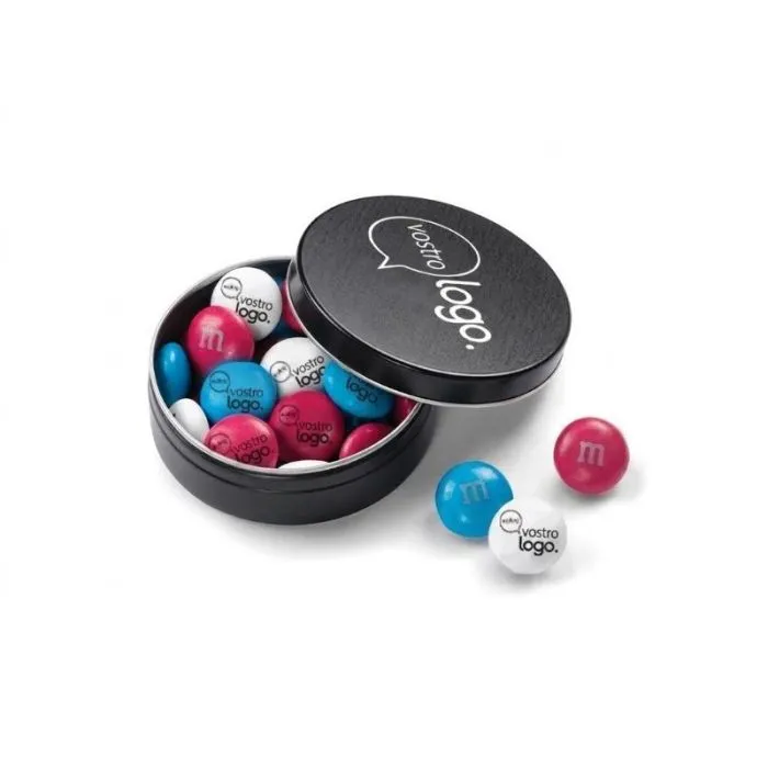 M&M’S® personalizzabili con un massimo di 3 colori in confezione metallica