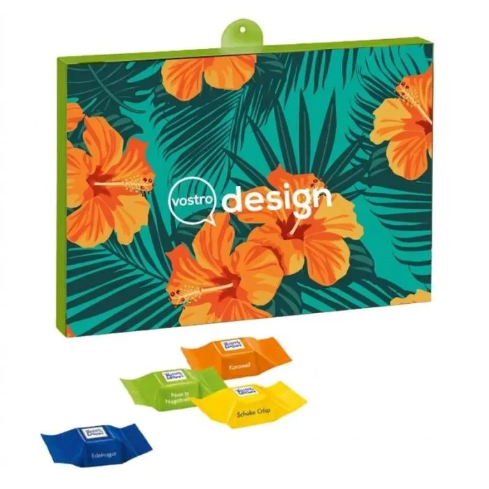 Calendario dell'Avvento personalizzato ed ecologico con cubetti di cioccolato Ritter Sport