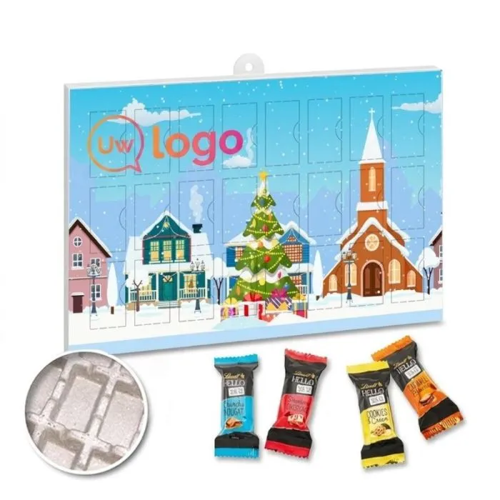 Gepersonaliseerde premium adventskalender met Lindt Hello Mini Sticks