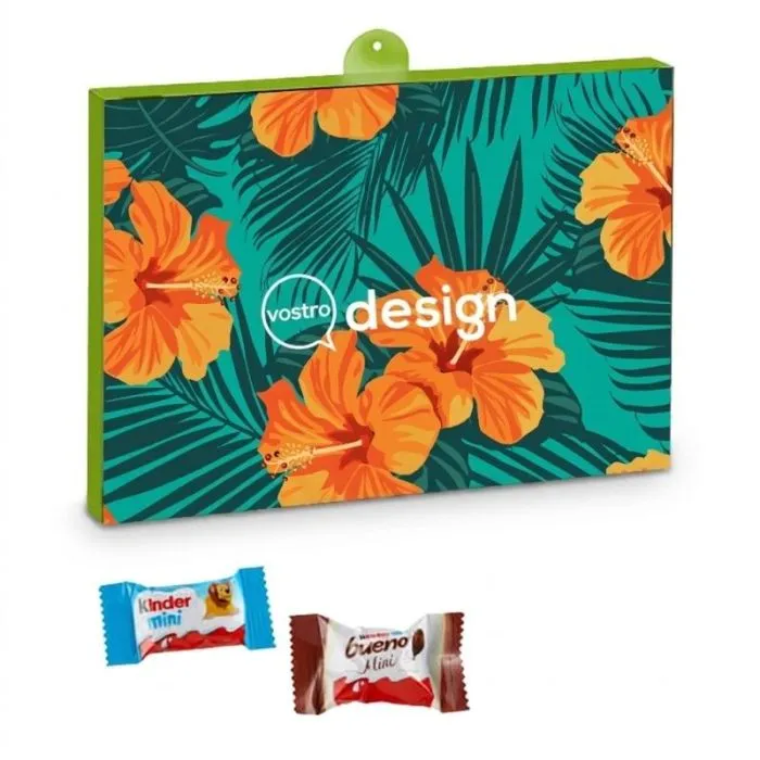 Calendario dell'Avvento personalizzato, premium, ecologico, BUSINESS con Kinder