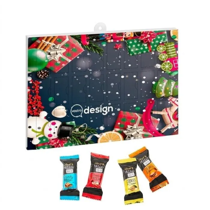 Calendario dell'Avvento personalizzato Premium, regalo BUSINESS con Hello Mini Sticks di Lindt