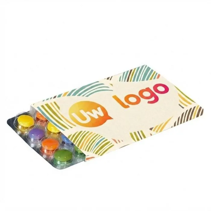 Gepersonaliseerd promotie-etui voor een blisterverpakking met chocoladesnoepjes