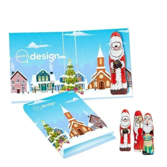 Biglietto da mangiare con un Babbo Natale in cioccolato MINI, motivo standard