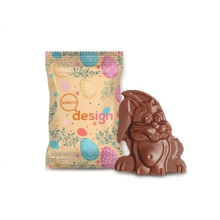 Bustina promozionale opaca contenente una statuetta di cioccolato pasquale