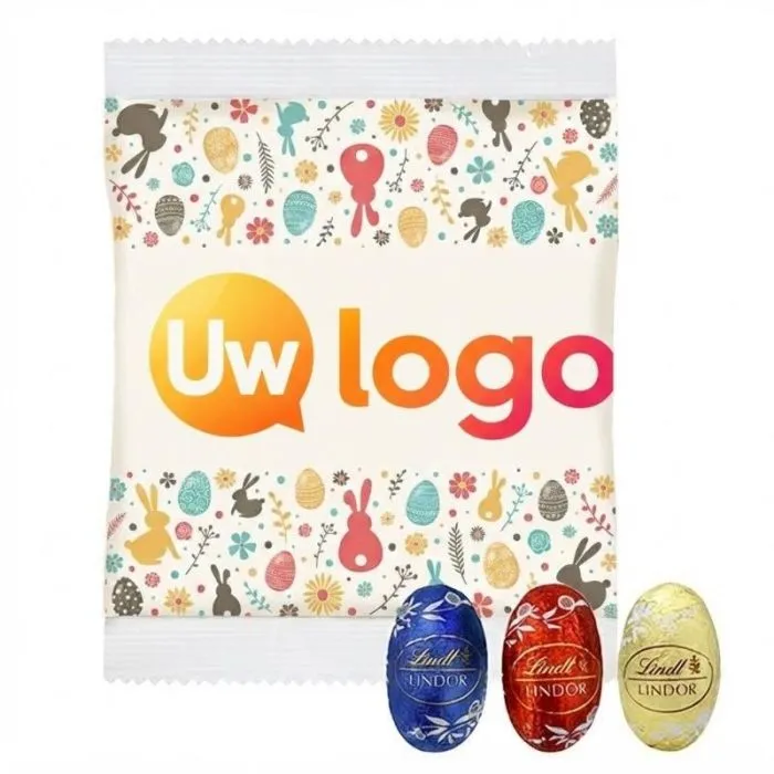 3 Lindor-mini-eieren in een gepersonaliseerd papieren zakje