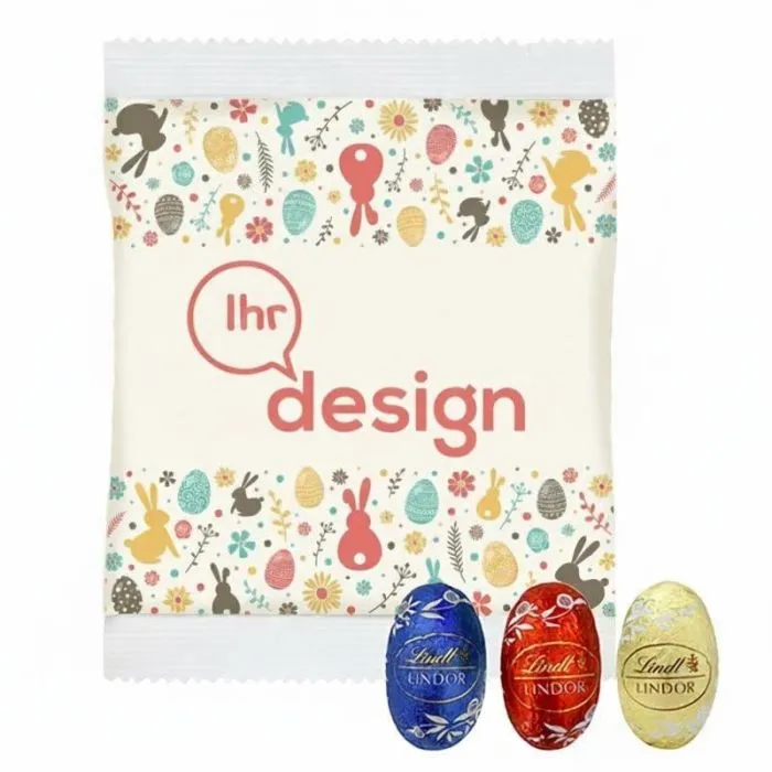 3 Lindor-Eier mini in personalisierter Papiertüte