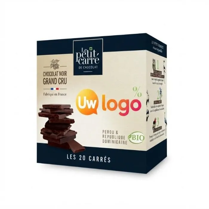 Doos met 20 chocoladevierkantjes ®Le petit carré