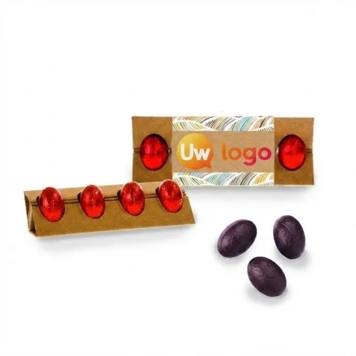 Gepersonaliseerde doos met 4 chocolade-eieren ®Le petit carré