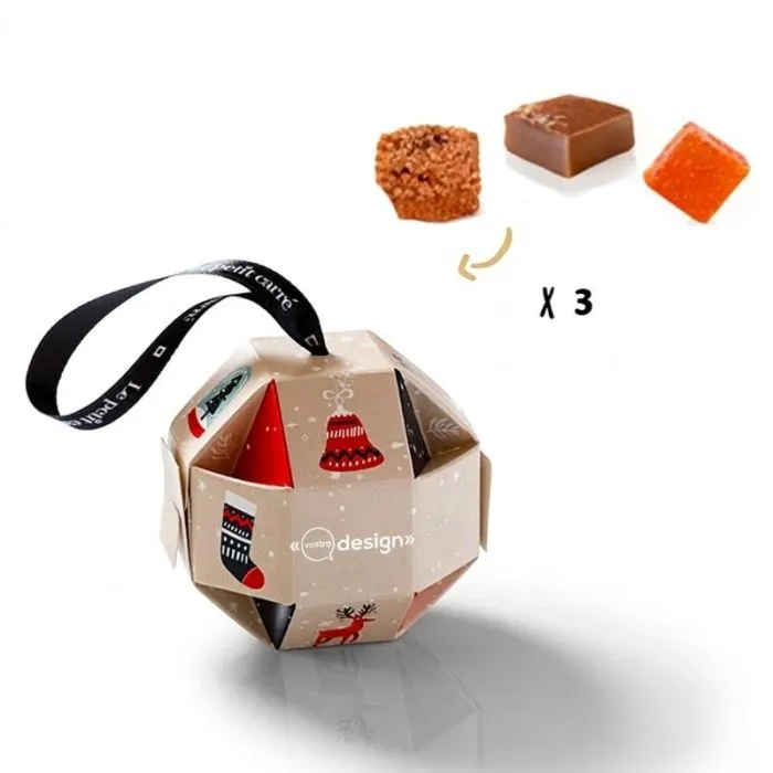 Pallina di Natale da 8 cm con 3 dolcetti personalizzata ®Le petit carré