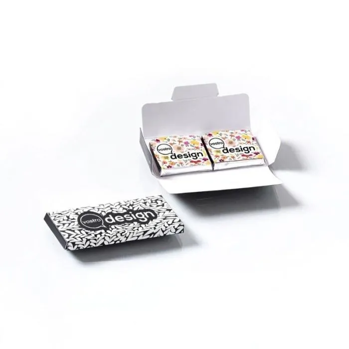 2 quadratini di cioccolato biologico nella confezione personalizzabile al 100% ®Le Petit Carré
