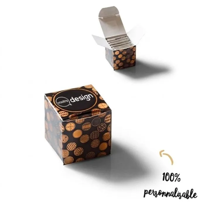 6 quadratini di cioccolato biologico nella confezione personalizzata ®Le Petit Carré