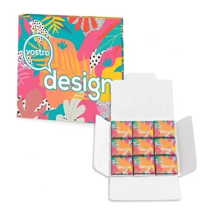 9 quadratini di cioccolato biologico nella confezione personalizzabile al 100% ®Le Petit Carré
