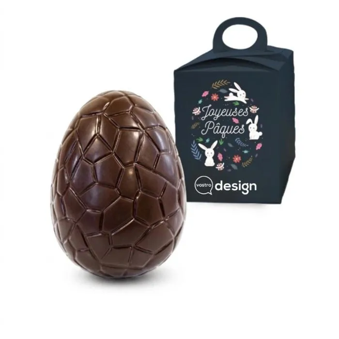 Uovo di Pasqua al cioccolato da 100 g nella sua confezione personalizzata ®Le petit carré