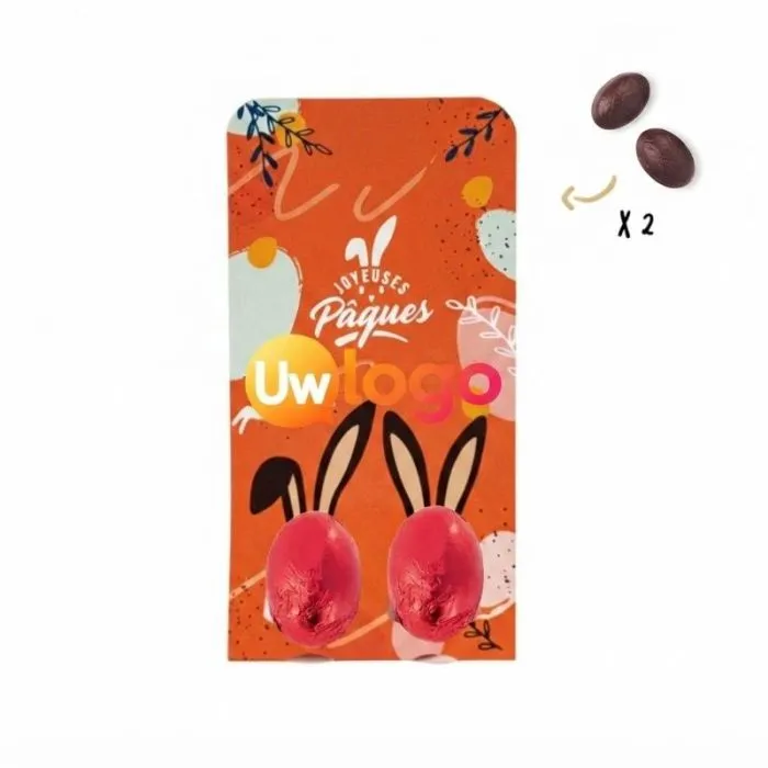 Vooraf bedrukt zakje met 2 chocolade-eieren ®Le petit carré