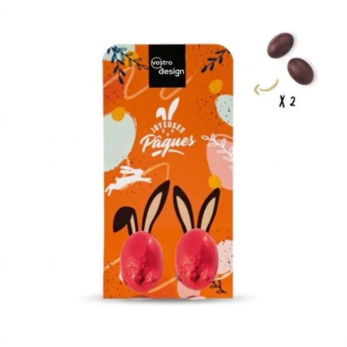 Bustina pre-personalizzata con 2 uova di cioccolato ®Le petit carré